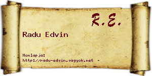Radu Edvin névjegykártya